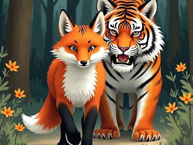 狐假虎威的寓言故事绘画（狐假虎威的寓言故事绘画图片）