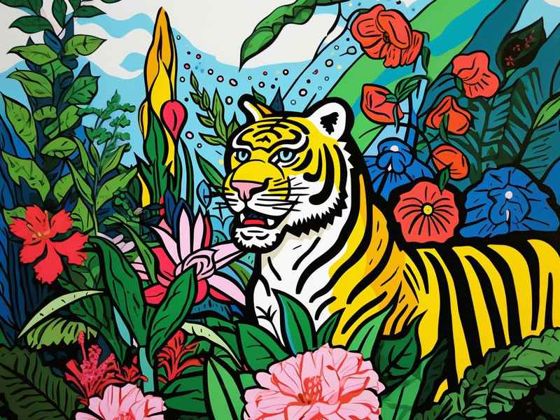 老虎主题儿童创意画详案、老虎绘画作品儿童
