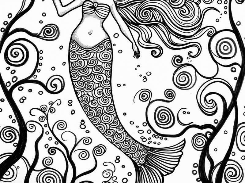 美人鱼儿童涂色画，美人鱼儿童涂色画打印大图
