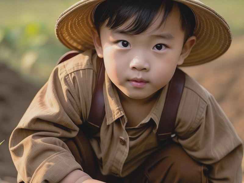 儿童种瓜时讨人喜欢的样子，儿童学种瓜的样子