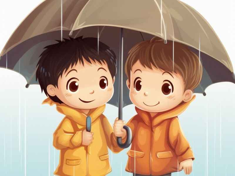 男孩女孩打伞看图写话、男孩女孩打伞看图写话怎么写