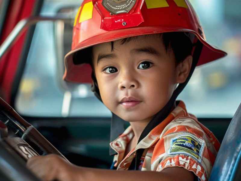 晶晶姐姐的图片 播放晶晶姐姐开消防车的图片