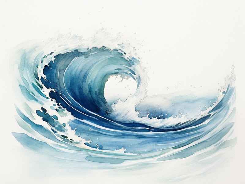 浪花儿童画，浪花儿童简笔画