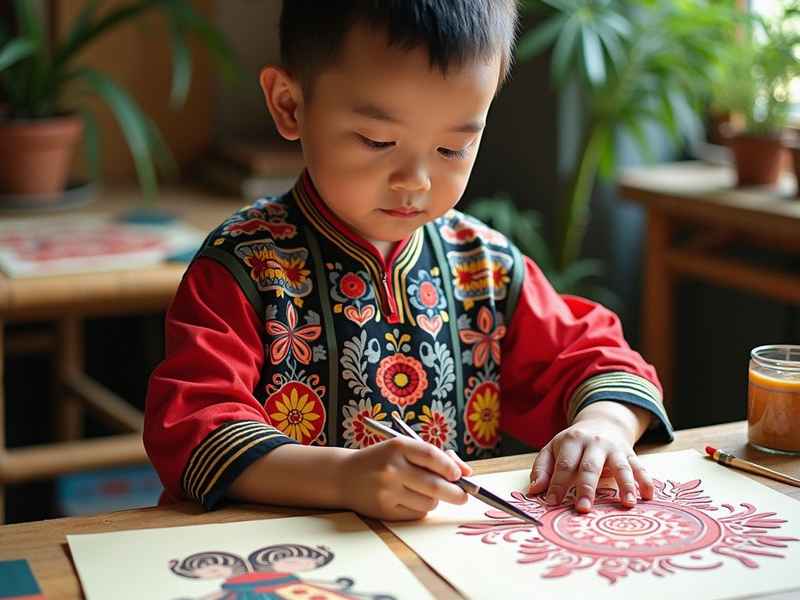 红色故事儿童国画；红色故事幼儿画
