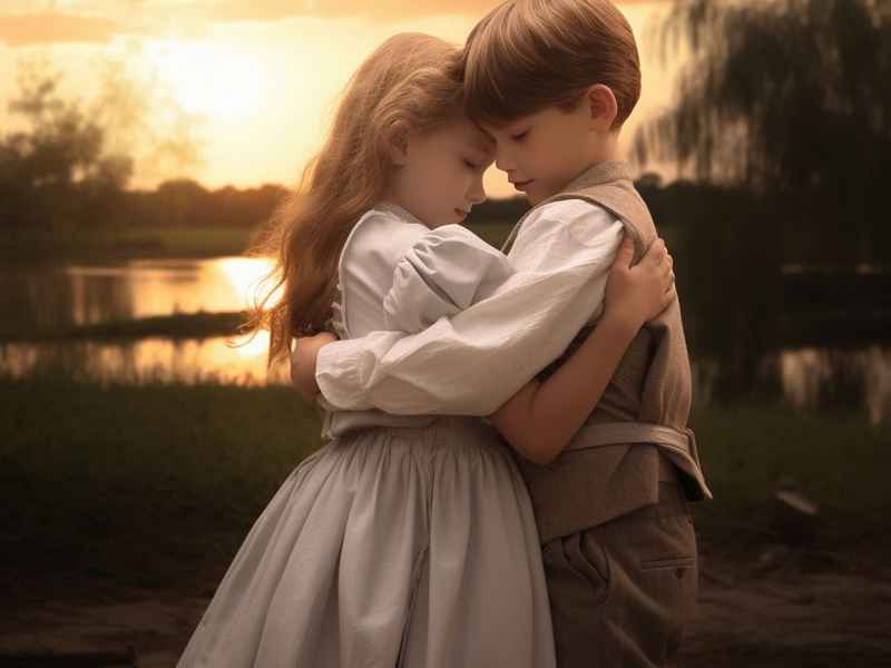 浪漫爱情故事儿童摄影，浪漫的爱情故事插画