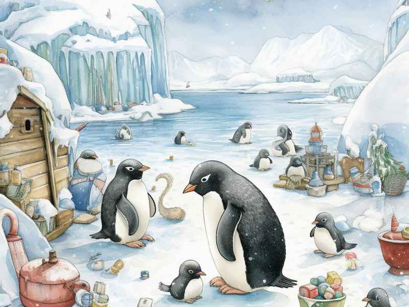 企鹅和北极熊绘本图片、企鹅和北极熊绘本图片对比