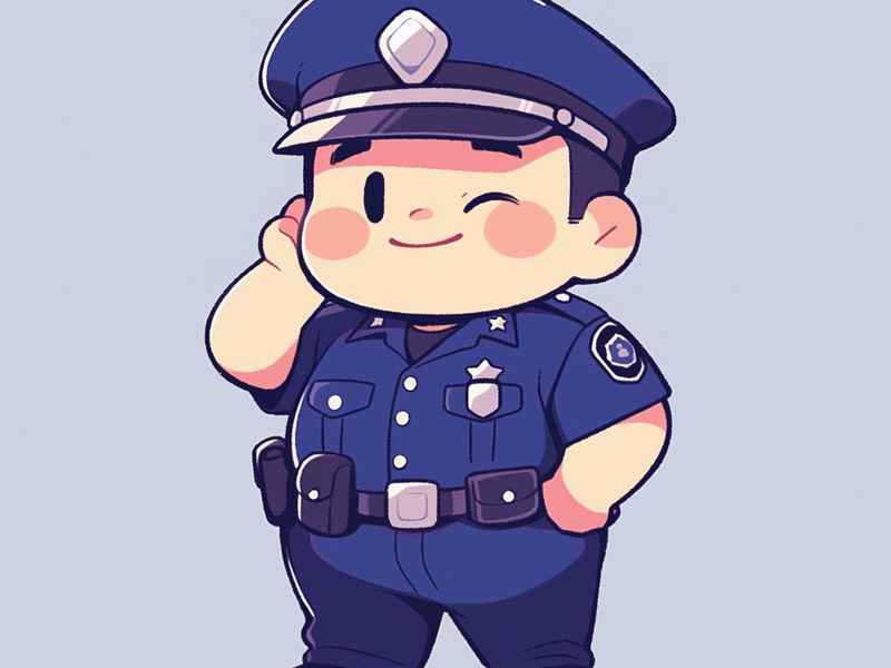 警察儿童画 警察儿童画马克笔加彩铅