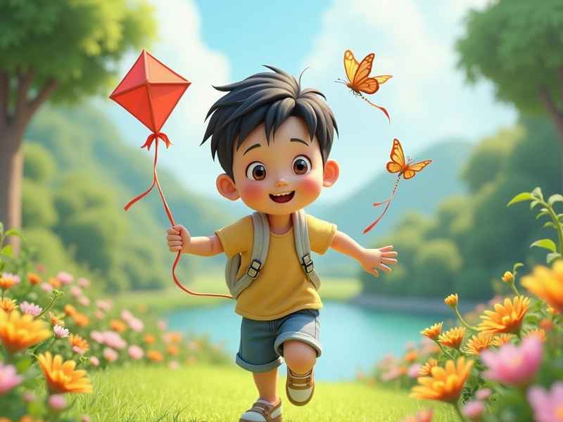 儿童追逐蝴蝶故事、儿童追逐蝴蝶的欢乐情景