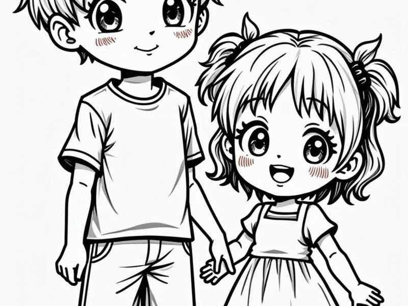 两个儿童卡通图片、两个儿童卡通图片简笔画