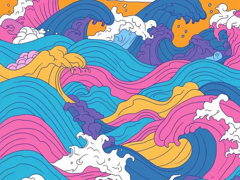 浪花的儿童画，浪花的儿童画怎么画