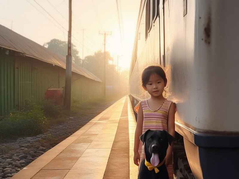 火车铁轨和小孩的故事，两条铁轨上玩耍的小孩和火车