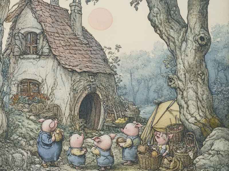 三只小猪故事图片 绘本简笔画（三只小猪故事图片 绘本简笔画彩色）