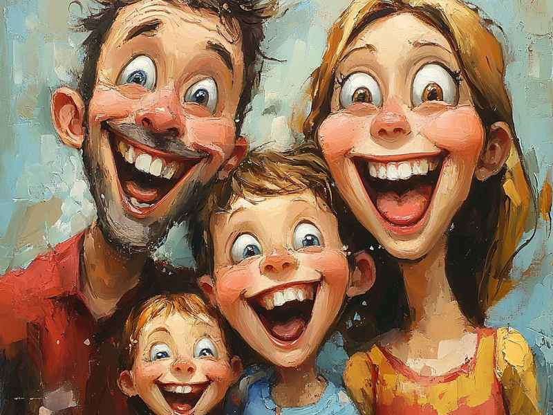 快乐一家人简笔画；快乐一家人儿童简笔画