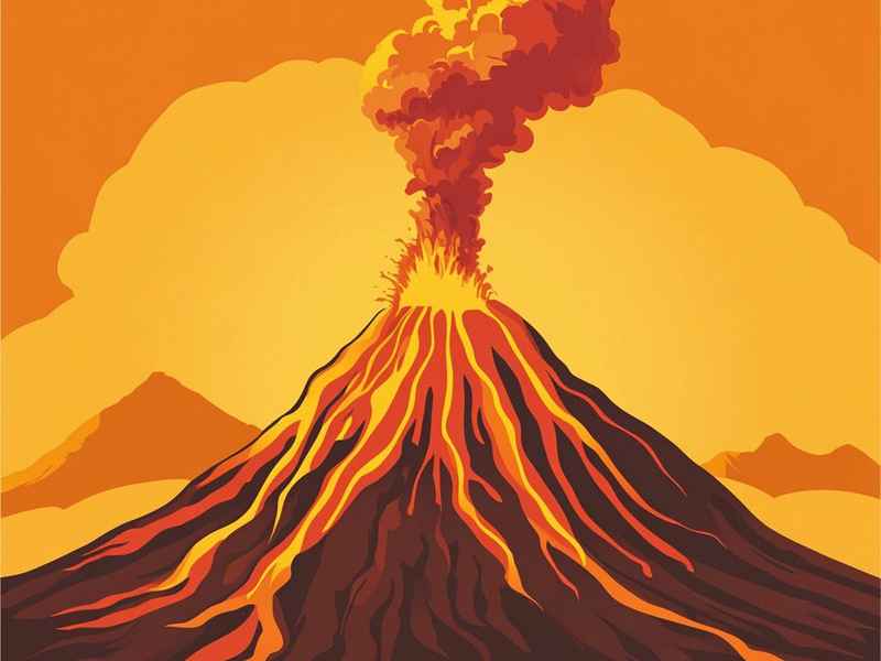 火山爆发的儿童故事动物，火山爆发 儿童动画