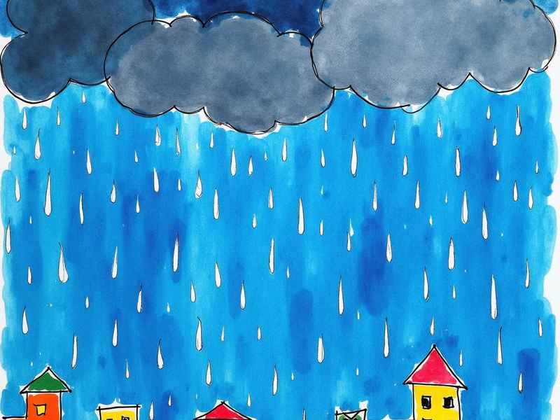 下雨了儿童画简单又漂亮（下雨了儿童画简单又漂亮图片）