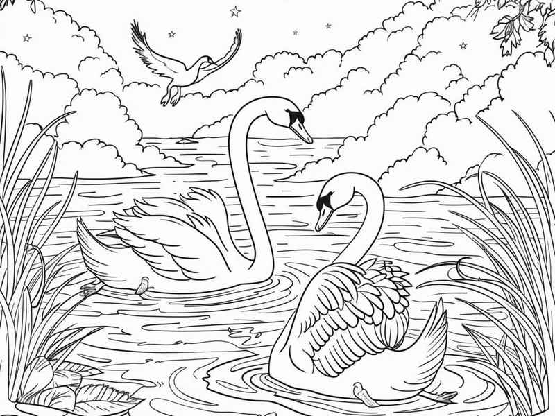 天鹅儿童画、天鹅儿童画画大全简单漂亮