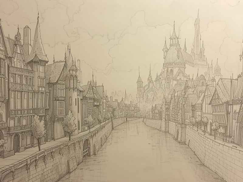 水上城堡简笔画 - 水上城堡简笔画怎么画