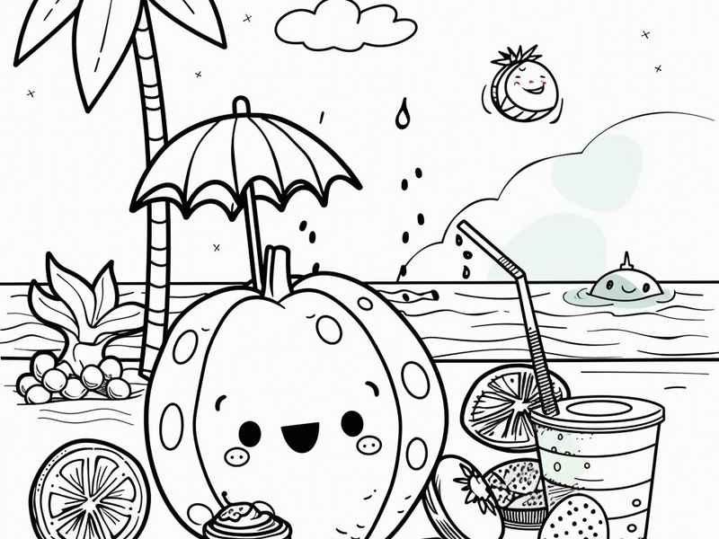夏天故事简笔画，夏天的故事简笔画