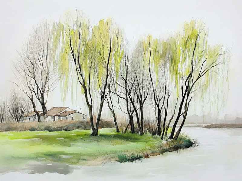 杨柳儿童画 杨柳儿童简笔画 杨柳儿童画 杨柳儿童简笔画