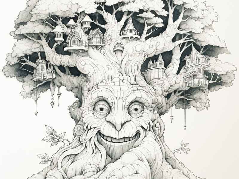 树怪简笔画，树妖怪简笔画