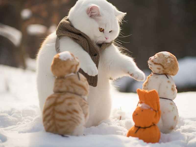 睡前故事小猫堆雪人 小猫堆雪人的故事
