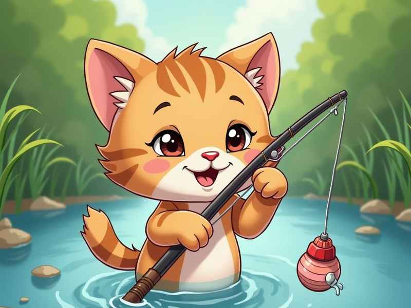 睡前故事小猫一心一意钓鱼故事 一分钟睡前故事小猫钓鱼