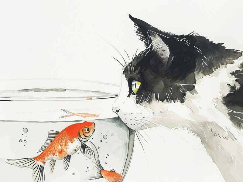 猫跟鱼的故事原视频、猫和鱼的故事视频