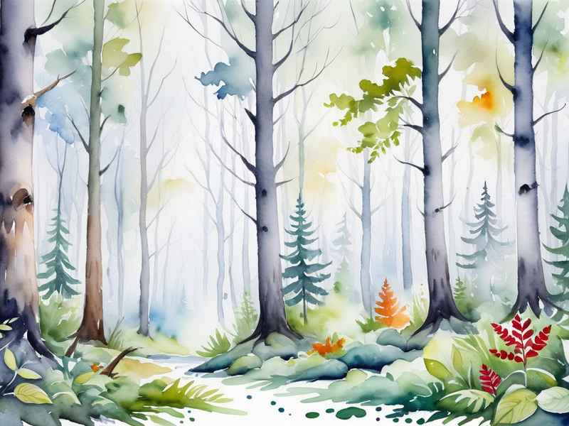 森林植物绘画作品、森林植物绘画作品图片