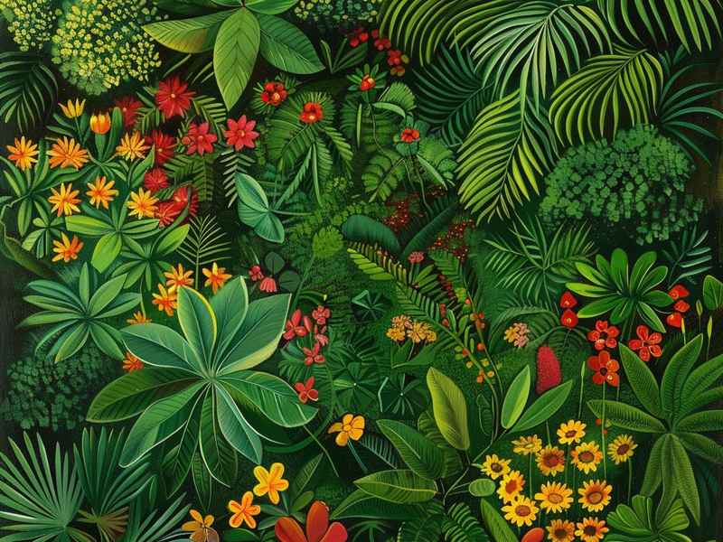 森林植物绘画作品、森林植物绘画作品图片