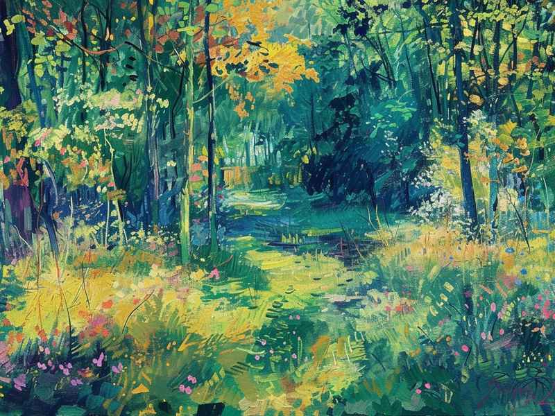 森林植物绘画作品、森林植物绘画作品图片