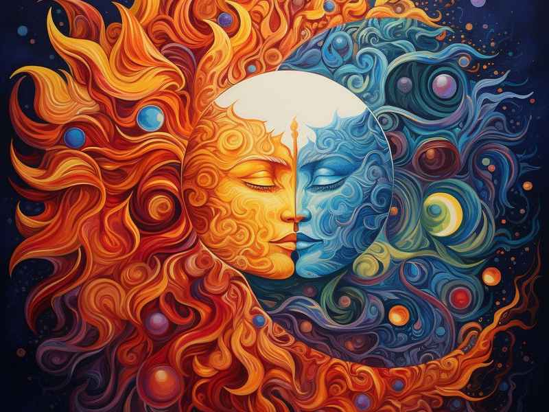 太阳和月亮的童话故事图片；太阳和月亮的故事简笔画