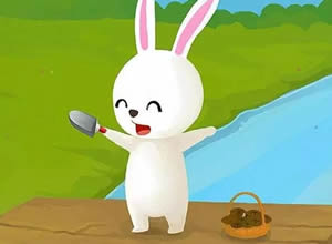 小白兔-手帕上的小白兔